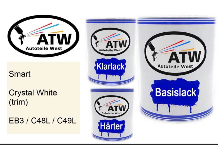 Smart, Crystal White (trim), EB3 / C48L / C49L: 1L Lackdose + 1L Klarlack + 500ml Härter - Set, von ATW Autoteile West.
